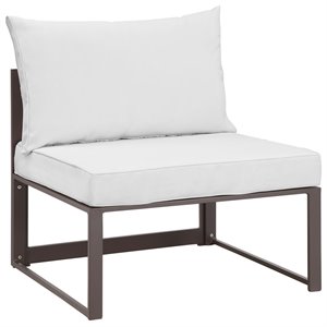 Afuera Living Modern Aluminum Outdoor Armless Chair in Brown/White