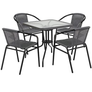 Afuera Living 5 Piece Square Patio Dining Set in Black and Gray