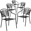 Afuera Living Stackable Steel Round Back Patio Dining Side Chair in Black