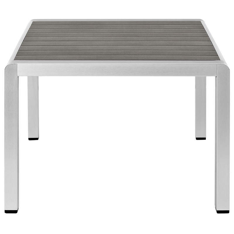 Afuera Living Outdoor Patio Wood and Aluminum Coffee Table in Silver/Gray