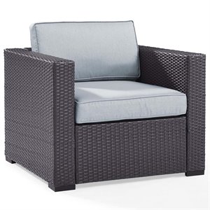 Afuera Living Wicker / Rattan Patio Arm Chair in Brown and White