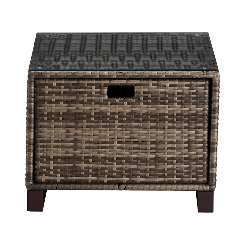 Afuera Living Modern Outdoor Side Table with Storage in Brown
