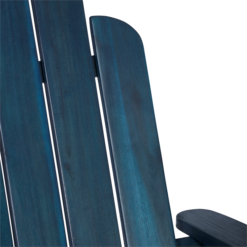 Afuera Living Outdoor Wood Patio Adirondack Chair & Wine Glass Holder-Navy Blue