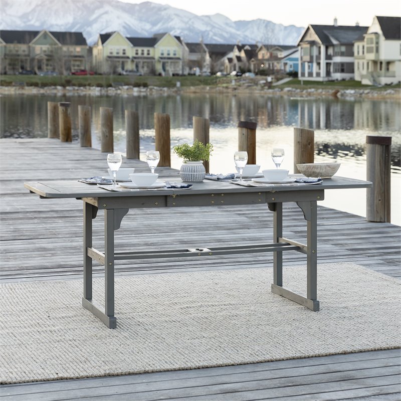 Afuera Living Transitional Extendable Patio Dining Table in Gray Wash