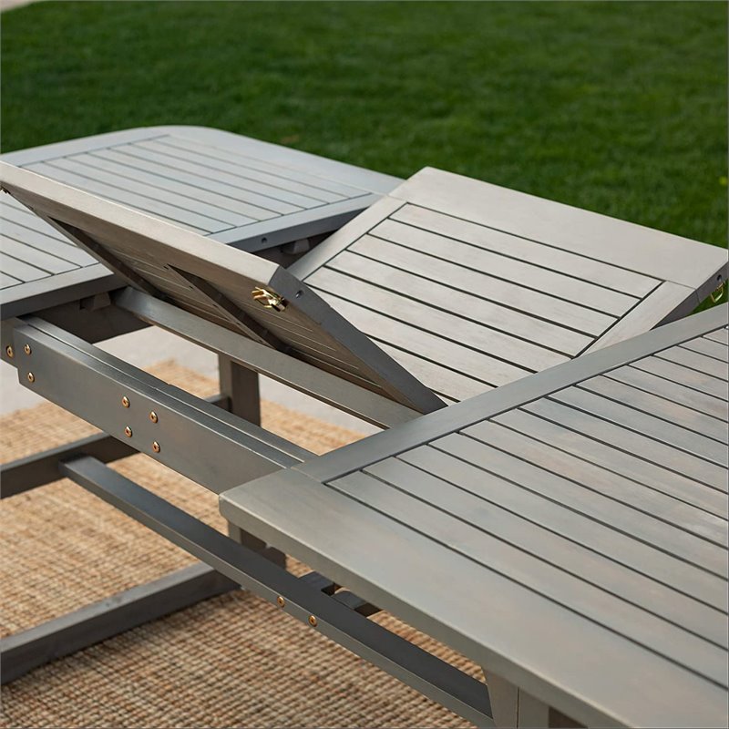 Afuera Living Transitional Extendable Patio Dining Table in Gray Wash