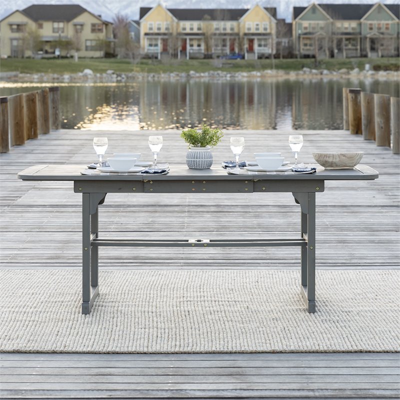 Afuera Living Transitional Extendable Patio Dining Table in Gray Wash