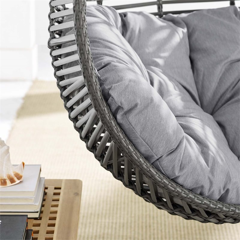 Afuera Living Modern Outdoor Patio Swing Chair with Stand in Gray