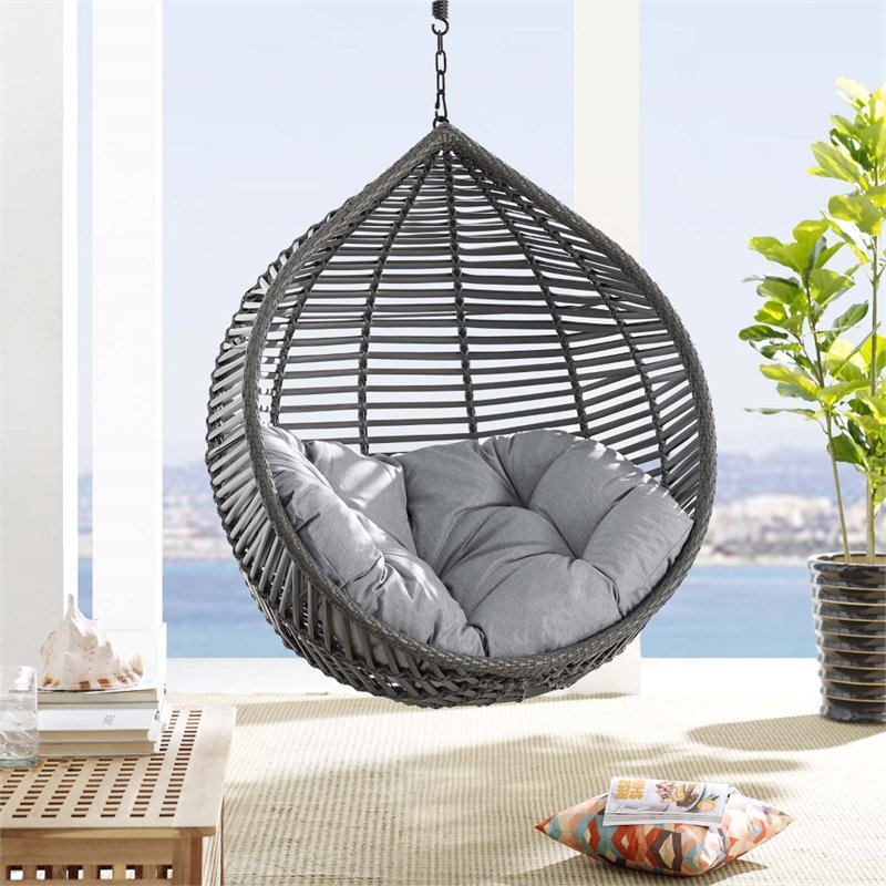 Afuera Living Modern Outdoor Patio Swing Chair with Stand in Gray