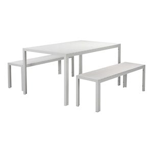Afuera Living 3-piece Aluminum Patio Dining Set in White Frame/Polyresin