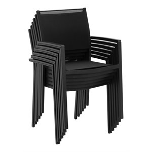 Afuera Living Aluminum Frame Patio Dining Char in Black (Set of 6)