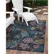 Afuera Living Indoor Outdoor Machine Washable Area 5'x7' Rug in Navy and Gold