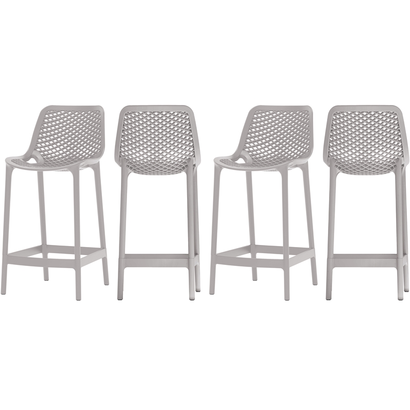 Afuera Living Contemporary Grey Outdoor Patio Stool (Set of 4)