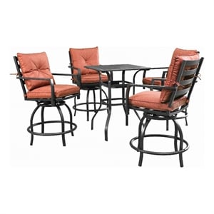 Afuera Living Metal 5-Piece Outdoor Dining Set in Red Orange/Black