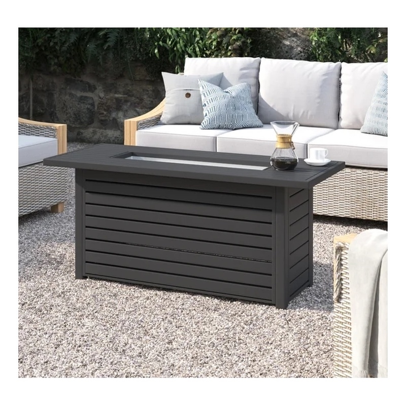 Afuera Living Contemporary Steel Outdoor Fire Pit Table with Lid