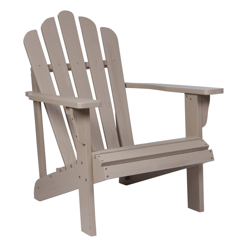 Afuera Living Traditional Cedar Wood Patio Porch Adirondack Chair in Gray