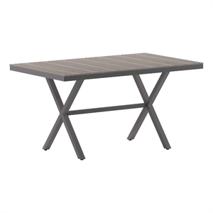Afuera Living 59x35.5&quot Cross Frame Metal Patio Table in Gray