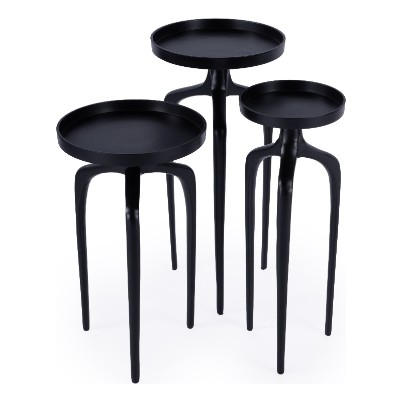 Afuera Living Contemporary Outdoor Scatter Table Set Of 3 - Black