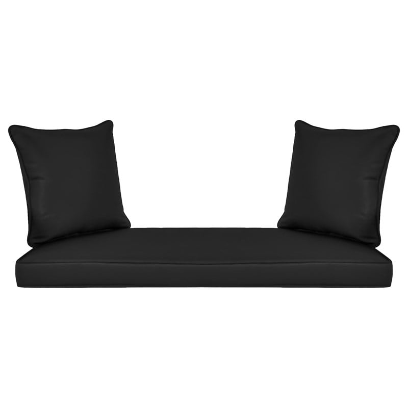 Afuera Living Wicker Porch Swing in Espresso with Black Cushion