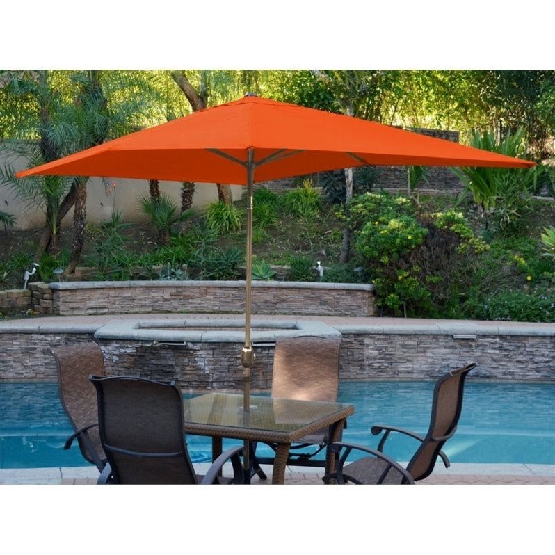 Afuera Living 10' Aluminum Market Patio Umbrella with Crank in Orange