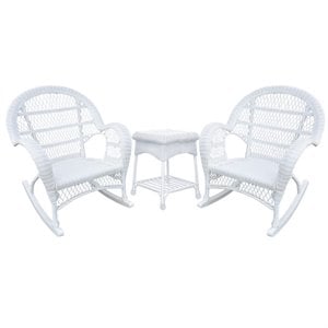 Afuera Living Modern 3 Piece Wicker Conversation Set in White