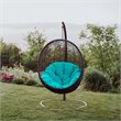 Afuera Living Outdoor Patio Rattan Swing Lounge Chair in Turquoise/Black