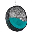 Afuera Living Outdoor Patio Rattan Swing Lounge Chair in Turquoise/Black