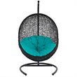 Afuera Living Outdoor Patio Rattan Swing Lounge Chair in Turquoise/Black