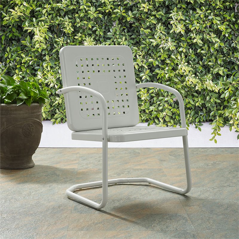 Afuera Living Contemporary Metal Patio Chair in White (Set of 2)