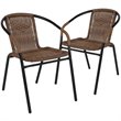 Afuera Living Stackable Rattan Curved Back Dining Chair in Brown (Set of 2)