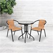 Afuera Living Rattan Stacking Restaurant Dining Arm Chair in Beige (Set of 2)