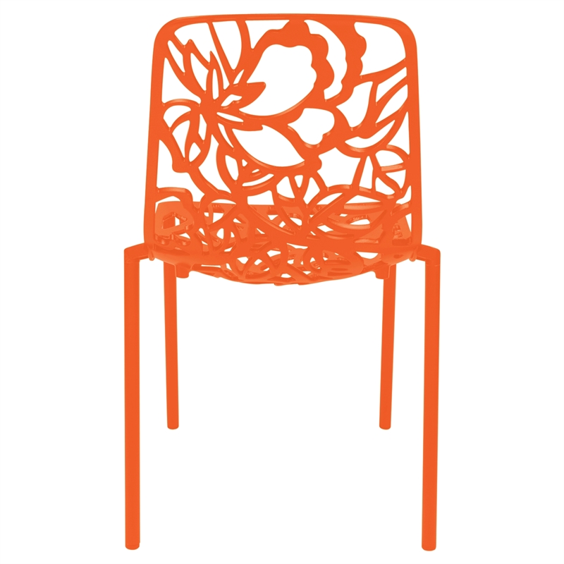 Afuera Living Modern Indoor Outdoor Aluminum Dining Chair in Orange Set of 4