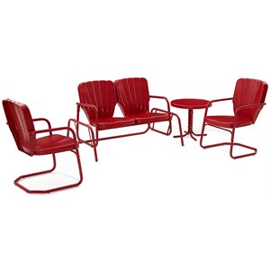 Afuera Living Modern 4-piece Metal Outdoor Conversation Set in Red