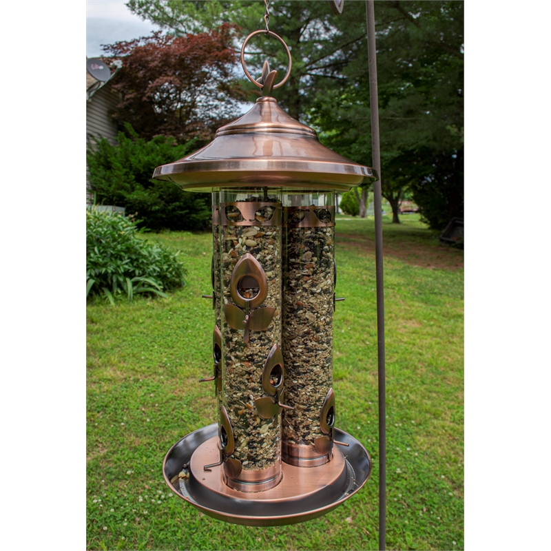 Afuera Living Copper Triple Tube Feeder Rectangular 9 Feeding Ports Assembled