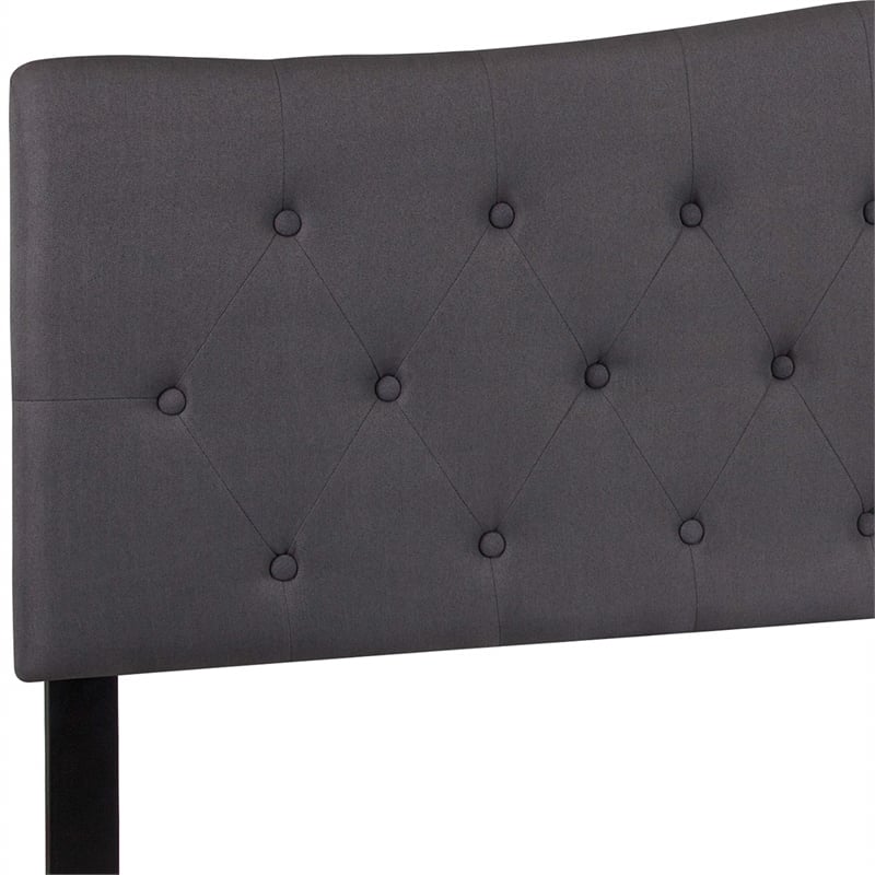 Afuera Living Contemporary Tufted King Panel Headboard in Dark Gray