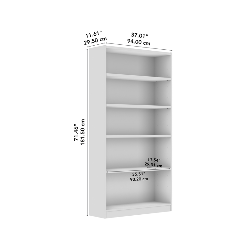 Afuera Living Universal Tall 5 Shelf Bookcase in Platinum Gray - Engineered Wood