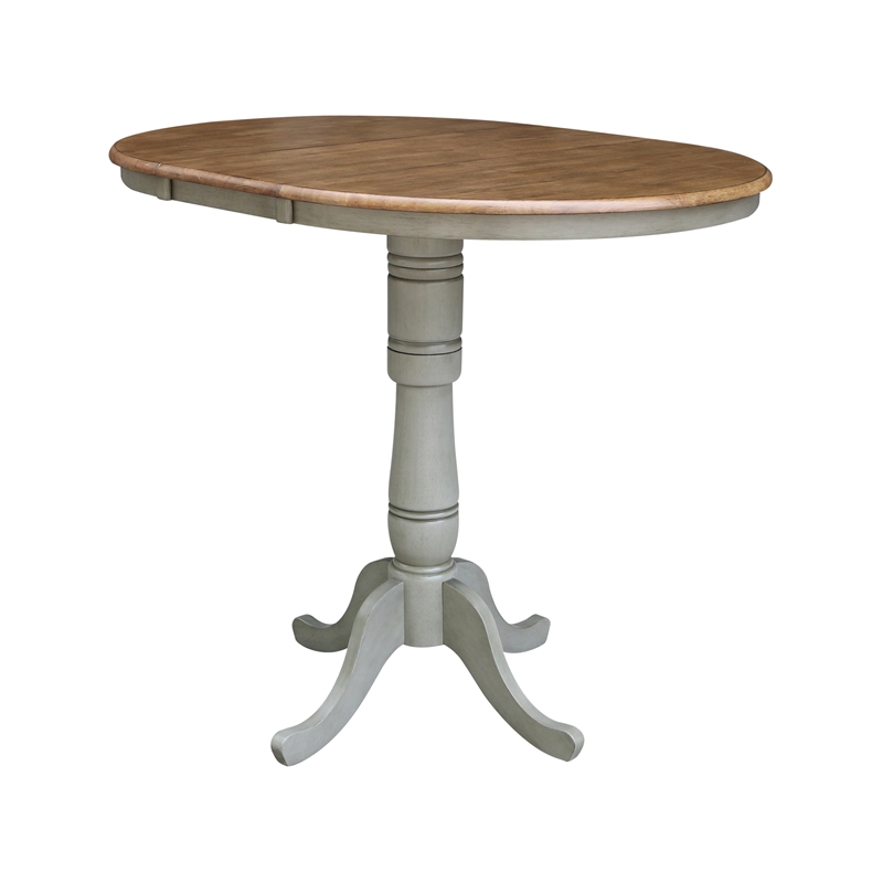 Afuera Living Hardwood Distressed Hickory/Stone Bar Height Table Round Butcher Block 36