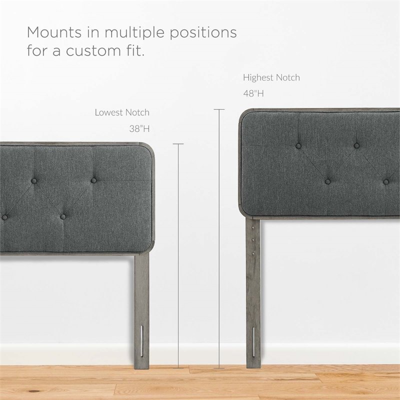 Afuera Living Tufted King Fabric and Wood Headboard in Gray/Charcoal