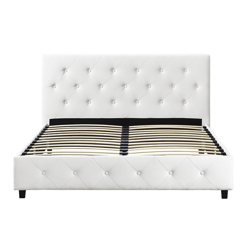 Afuera Living Contemporary Upholstered Faux Leather Full Bed in White