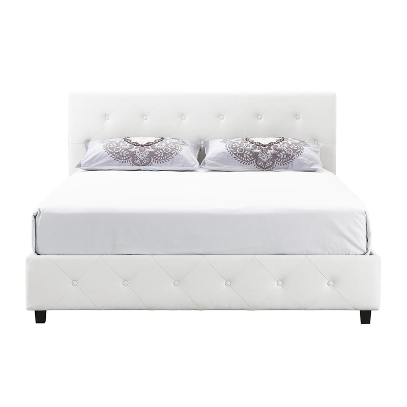 Afuera Living Contemporary Upholstered Faux Leather Full Bed in White