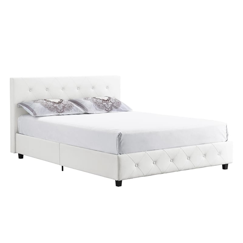 Afuera Living Contemporary Upholstered Faux Leather Full Bed in White