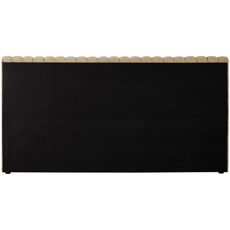 Afuera Living Contemporary Deep Channel Tufted Rich Camel Velvet King Bed