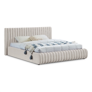 Afuera Living Contemporary Deep Channel Tufted Rich Cream Velvet Full Bed