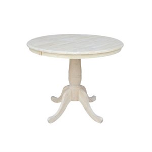 Afuera Living 36&quot Round Top Dining Height Pedestal Table With 12&quot Leaf - 28.9&quotH