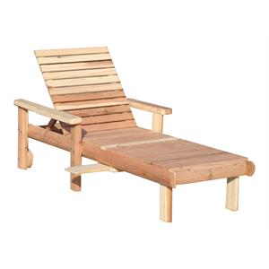 Afuera Living 24&quot Solid Wood Outdoor Chaise Lounge in Natural/Beach Clear