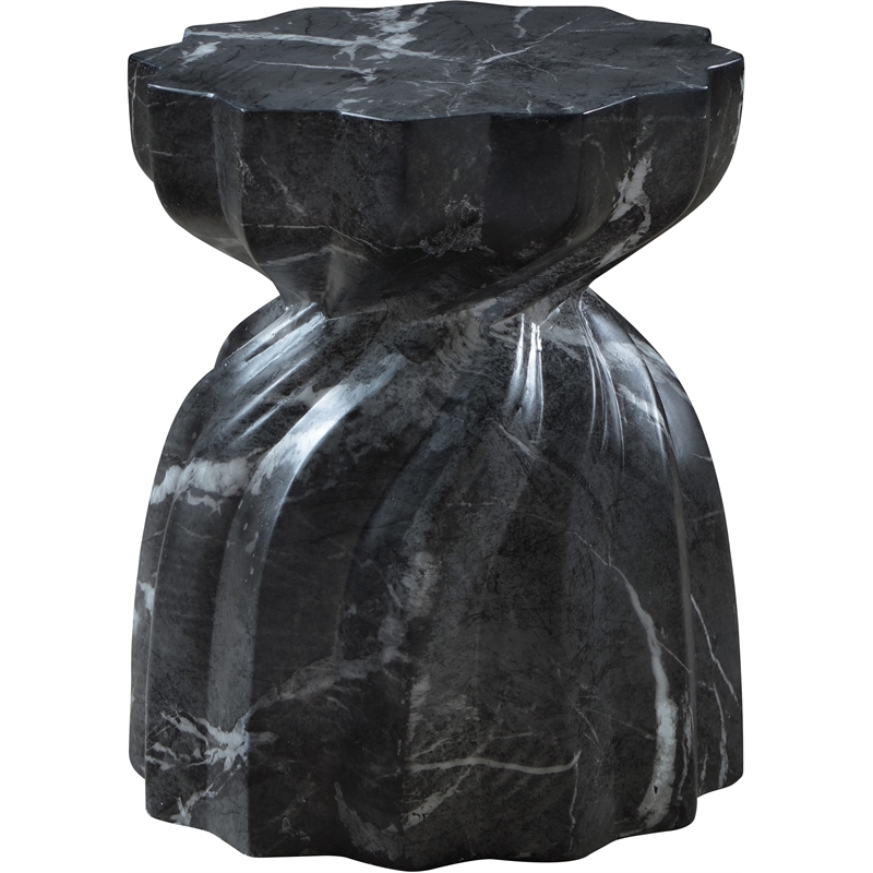 Afuera Living Contemporary Black Marble Finish Concrete Indoor/Outdoor End Table