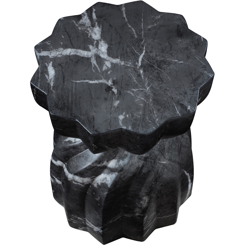 Afuera Living Contemporary Black Marble Finish Concrete Indoor/Outdoor End Table