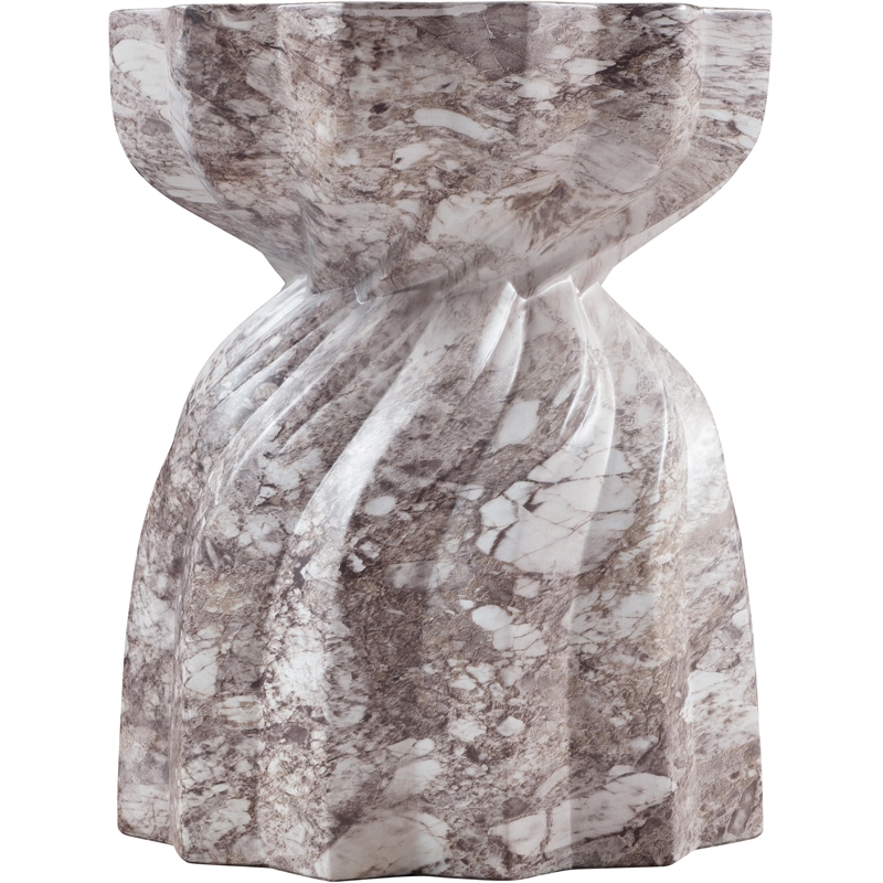 Afuera Living Contemporary Brown Marble Finish Concrete Indoor/Outdoor End Table