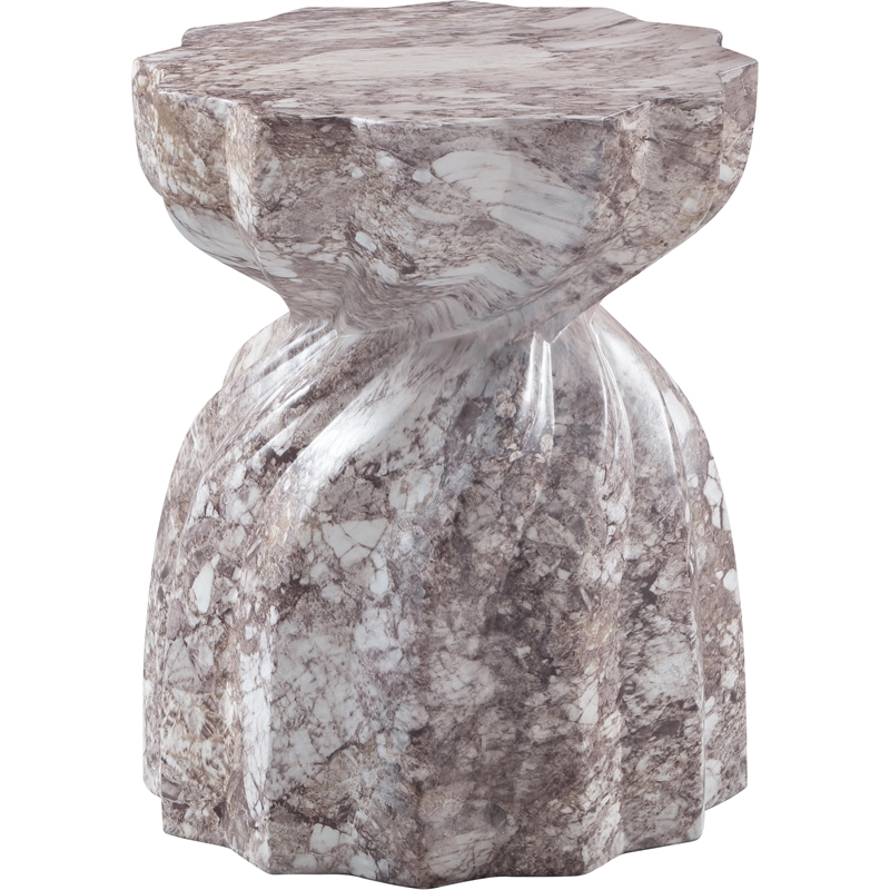Afuera Living Contemporary Brown Marble Finish Concrete Indoor/Outdoor End Table