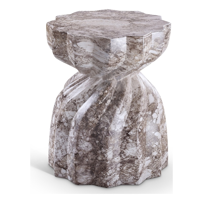 Afuera Living Contemporary Brown Marble Finish Concrete Indoor/Outdoor End Table