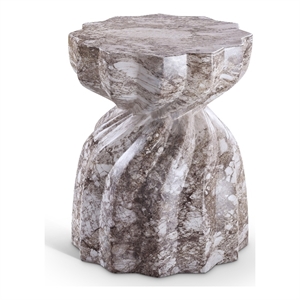 Afuera Living Contemporary Brown Marble Finish Concrete Indoor/Outdoor End Table